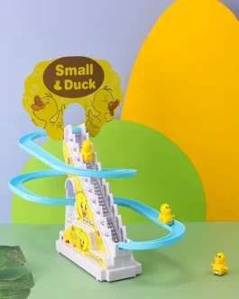 Small Duck Climbing Stairs Toy DIY Racing Track Toy Music Duck Roller Coaster(random color)