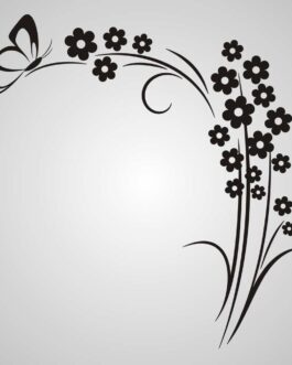Wooden Flowers With Butterfly Corner Ornament Wall Sticker