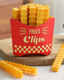 12pcs Set Creative French Fries Bag Sealer With Holder Bag Clips Food Seal Clip Keep Fresh Snack Sealing Clamp