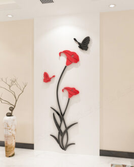 Wooden 3D Butterfly Flower Wall Stickers