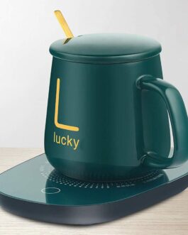 Ceramic Coffee Cup with Automatic Heating Pad | only in green color.