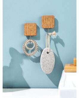 Plastic Brown Wooden Hook Set Wall Adhesive Hook Set, (Number Of Hooks: 5)