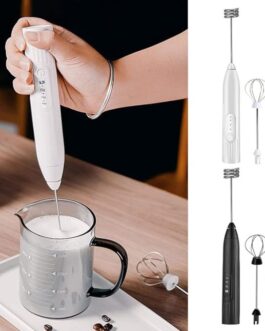 2 in 1 Electric Milk Frother Whisk Egg Beater USB Rechargeable Coffee Blender Household Milk Shaker Mixer Foamer Food Blender (random color)