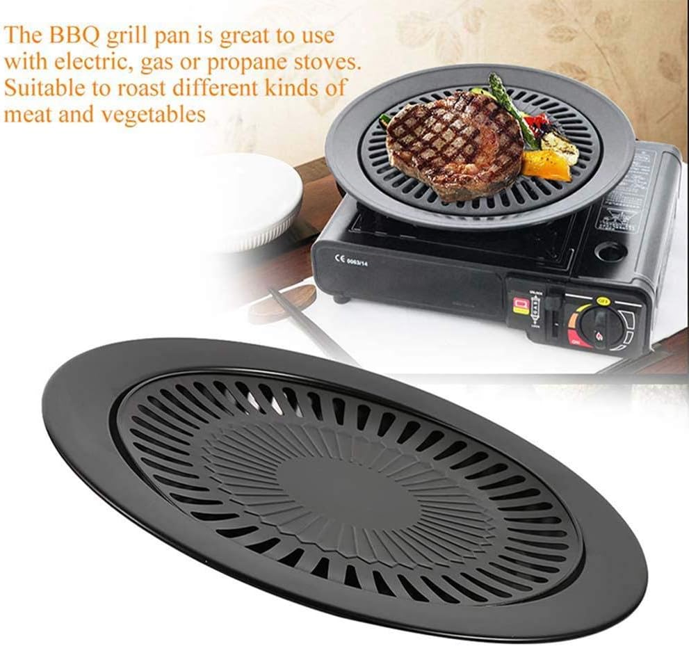 Non Stick Grill BBQ 32cm / BBQ Grill Frying Pan Non-Stick Korean Traditional Cast Iron Grill Pan BBQ Plate for Home Use Outdoor Picnic Accessories - Image 5