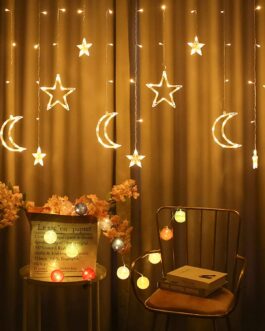 Ramadan Decoration Lights,Star & Moon Curtain Lights( 10ft Curtain Light )