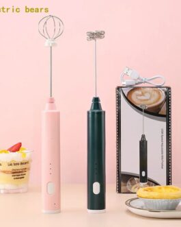 Handheld Electric Milk Frother Whisk Egg Beater USB Rechargeable Coffee Blender Household Milk Shaker Mixer Foamer Food Blender (random color)
