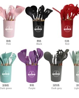 12PCS Silicone Kitchenware Cooking Utensils Set Heat Resistant Kitchen Non-Stick Cooking Utensils (Random Color)