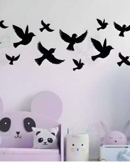 Wooden Birds Wall Stickers (12 Birds Set)