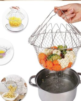 Multi Functional Foldable Rinse Basket, Chef Basket Drainer, Magic Basket Mesh