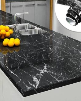Self Adhesive Black Marble Sheet for Kitchen / Waterproof Anti Oil & Heat Resistant Wallpaper Sheet