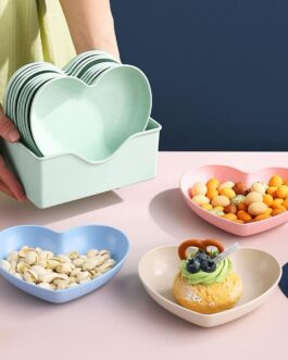 Pack Of 8 Heart Plate Set | Multi Color Plate Set With Stand