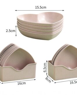 Pack Of 8 Heart Plate Set | Multi Color Plate Set With Stand