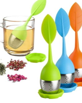 Tea Infuser, 2 in 1 Silicone Tea Infuser, Stainless Steel Silicone Tea Making Tool, Strainer Drip Tray Included, Loose Tea Steeper, Best Tea Infuser for Loose Leaf or Herbal Tea (1 Pc) (Random Colors)