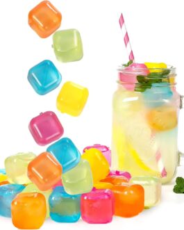 Pack of 24 peices Square Reusable Ice Cubes | Filled with Pure Water (Multi random Color)