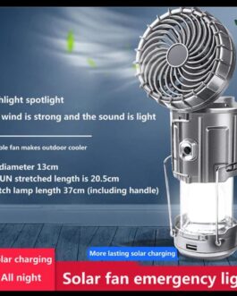 6 in 1 portable outdoor LED camping lantern with fan solar charge rechargeable