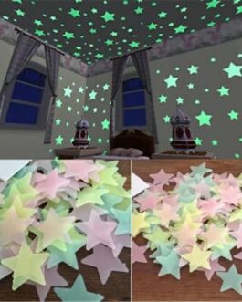 Pack of 100 -  Multicolor 3D Glowing Star Night Dark Room Decor