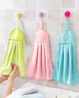 Microfiber hanging kitchen towel | Kitchen rags fresh hand towels absorbent cleaning cloths household dishcloths and kitchen supplies (Pink)