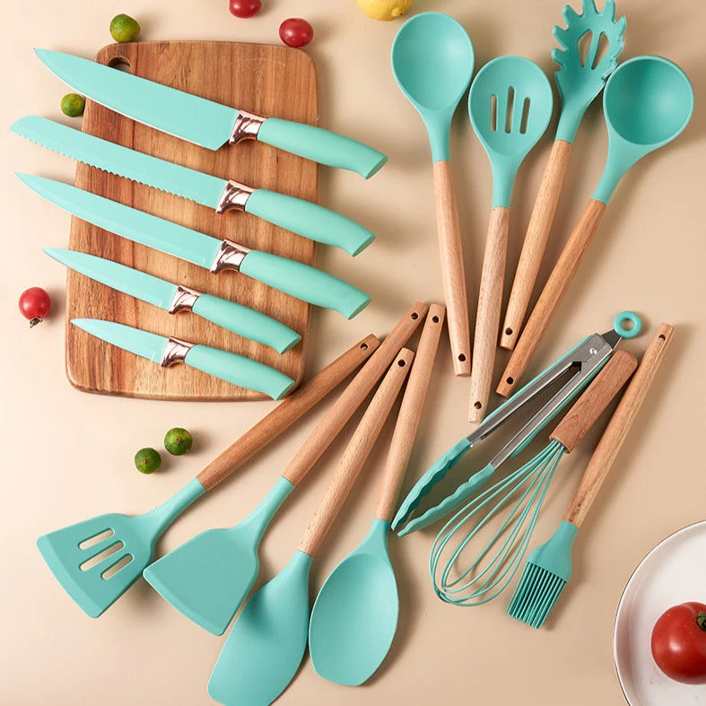 19 PCs Silicon Cooking & Knife Set (random color) - Image 10